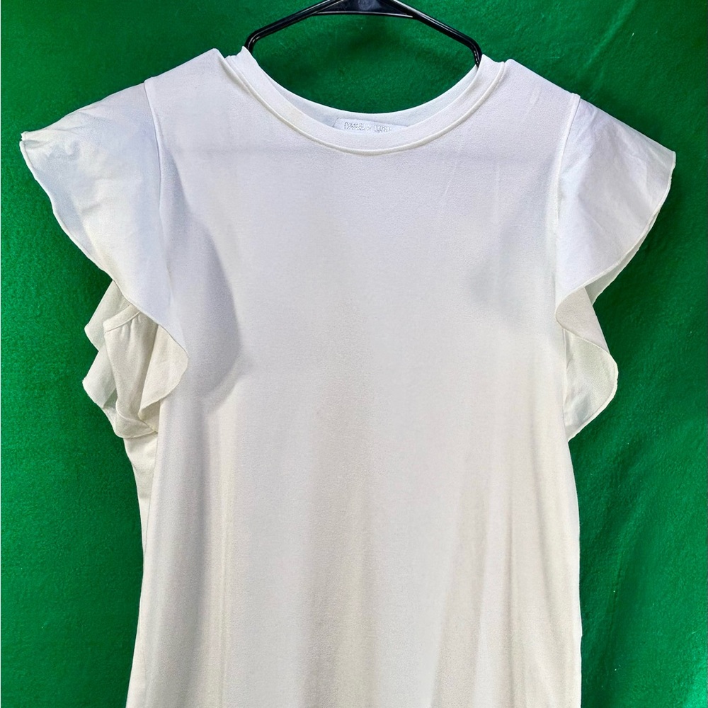 Daniela Corte Elegant White Flutter Sleeve Top